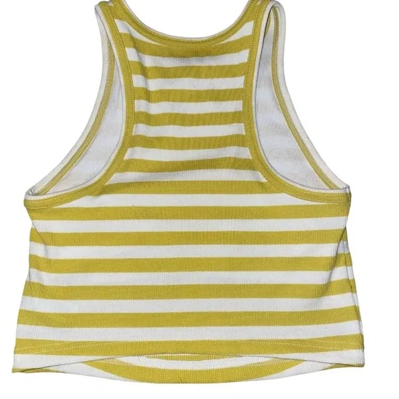 NWOT OFFLINE By Aerie THUMBS UP Heavyweight Cropped Tank Top Yellow Gold White - Picture 4 of 5